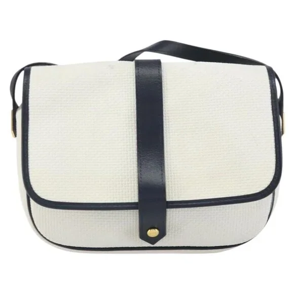 Authentic SAINT LAURENT Shoulder Bag PVC White Gold - Picture 5 of 16